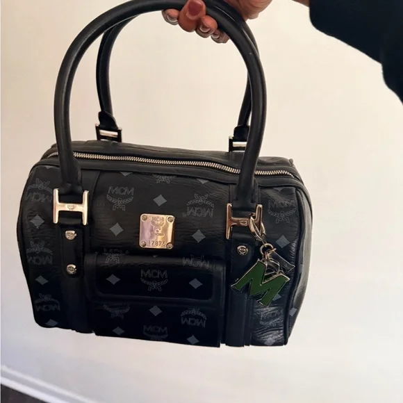 MCM Black Satchel with Silver Accents - Picture 3 of 13